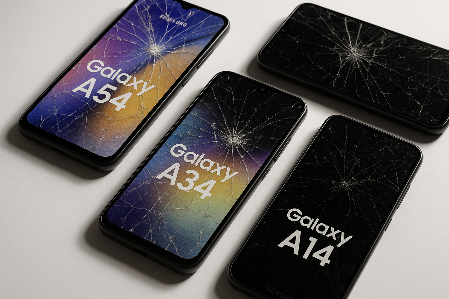 Samsung galaxy A-series with cracked screens